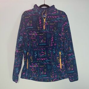 Chubbies The Chilly Vibe Fleece Quarter Zip Large Blue Navy Multicolor